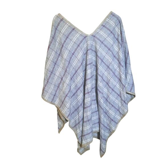 Hem & Thread Womens Gray Plaid With Tan Trim Open Wrap Size OS - Picture 2 of 5